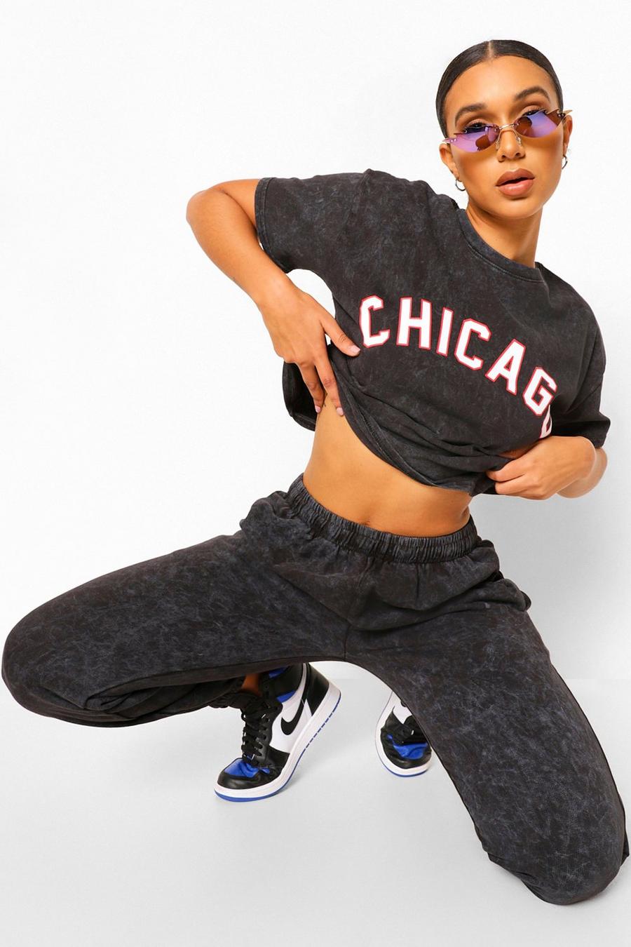 T-shirt oversize délavé "Chicago", Charcoal image number 1