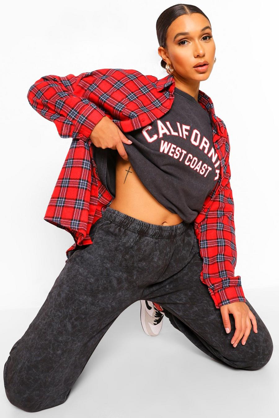 Charcoal "California" Oversize t-shirt med stentvättad effekt image number 1