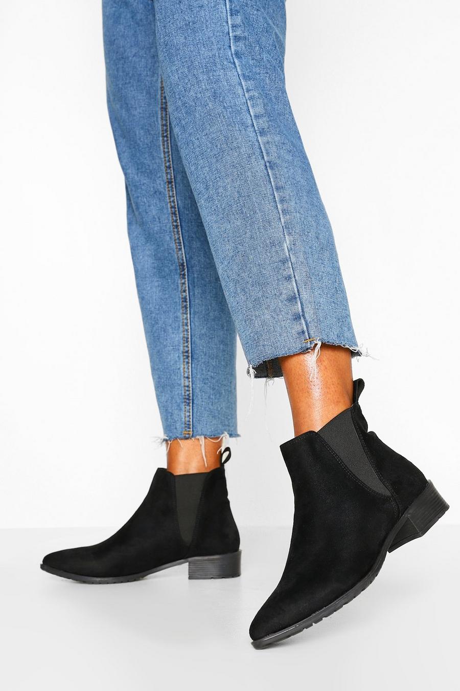Black Pointed Flat Chelsea Boot image number 1
