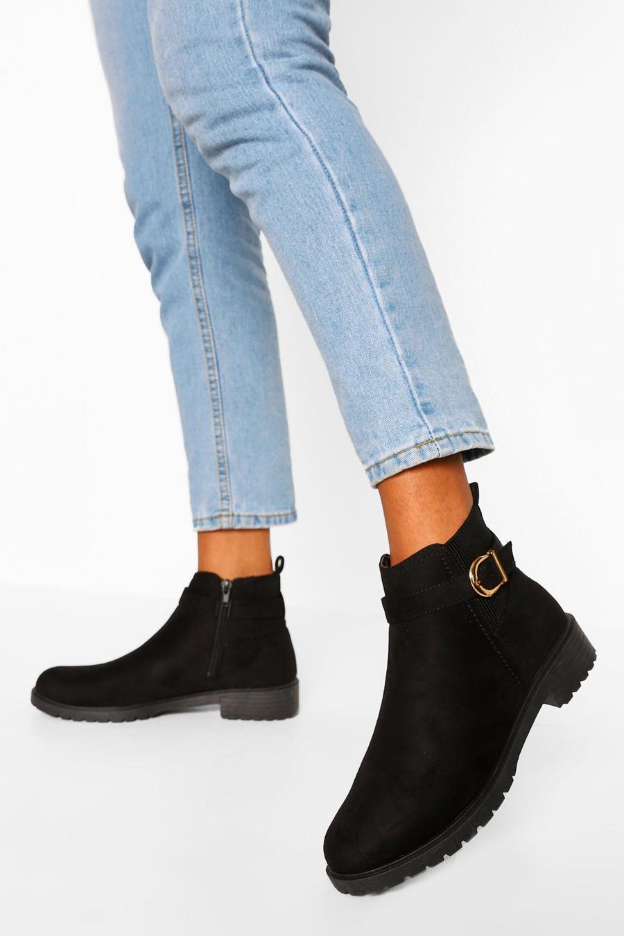 Black negro Buckle Detail Chelsea Boots