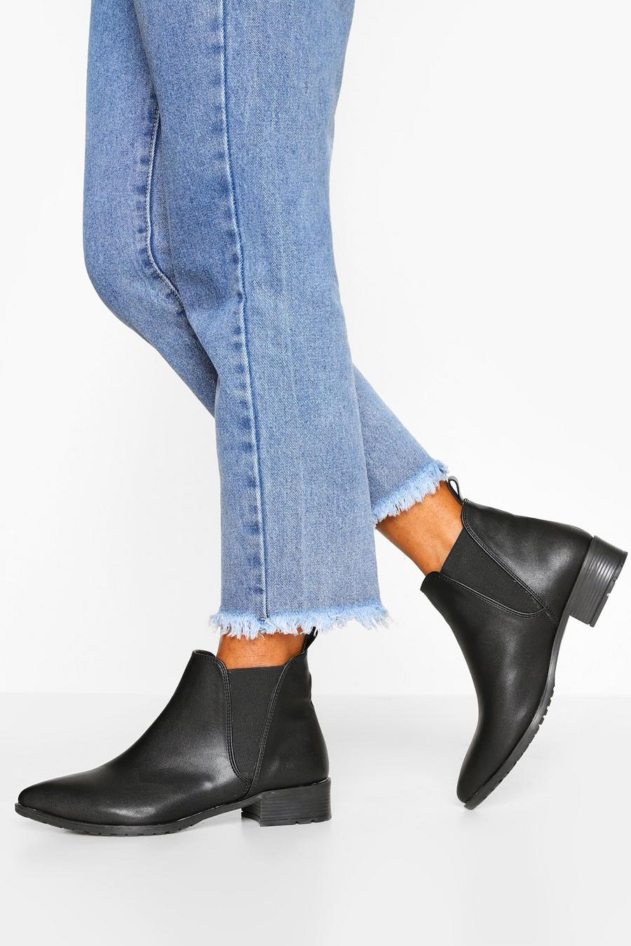 Black Pointed Flat Chelsea Boot image number 1