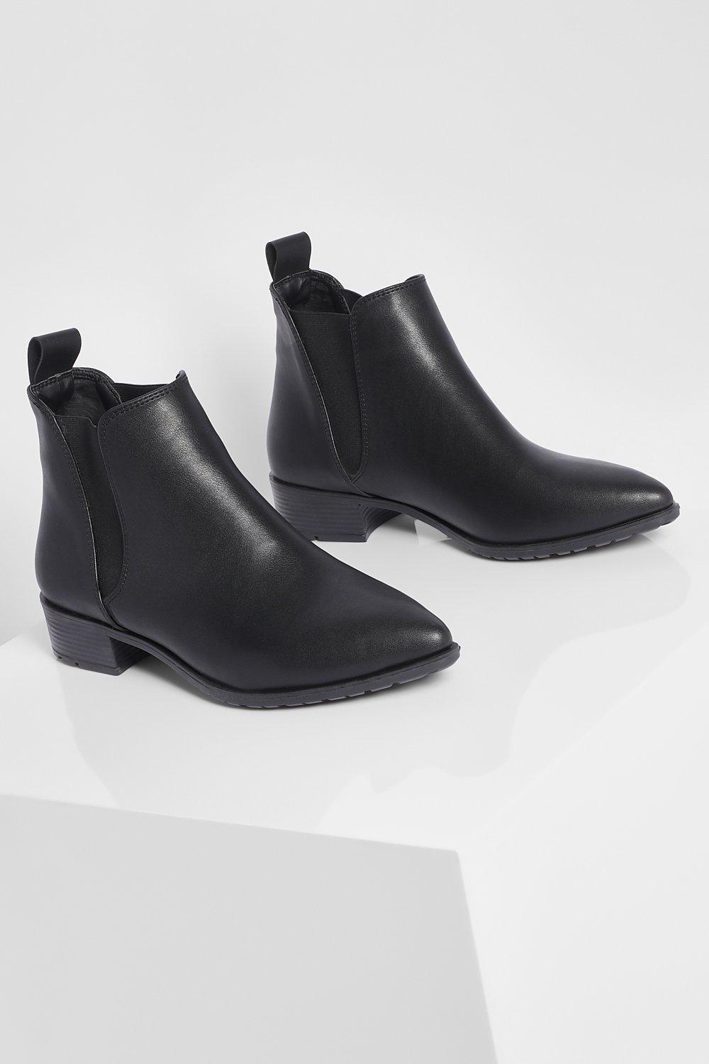 Flat black shop pointed boots