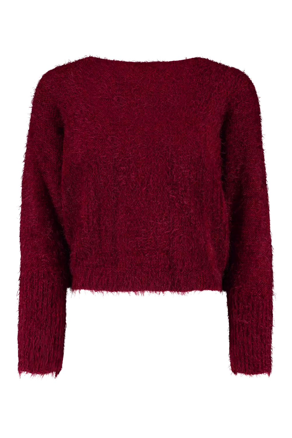 Burgundy fluffy jumper sale