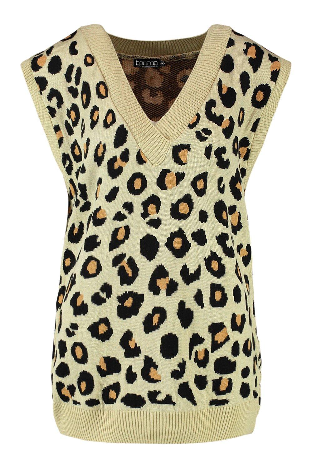 Leopard Print Sweater Vest boohoo CA