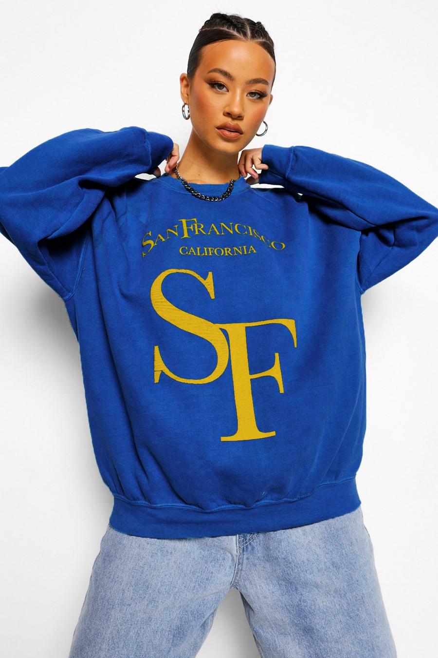 Sweatshirt in Übergröße mit „San Francisco“-Print , Kobaltblau image number 1