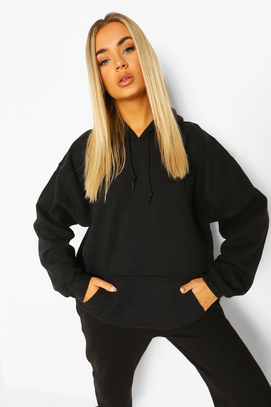 Black Oversized Official Embroidered Hoodie image number 1
