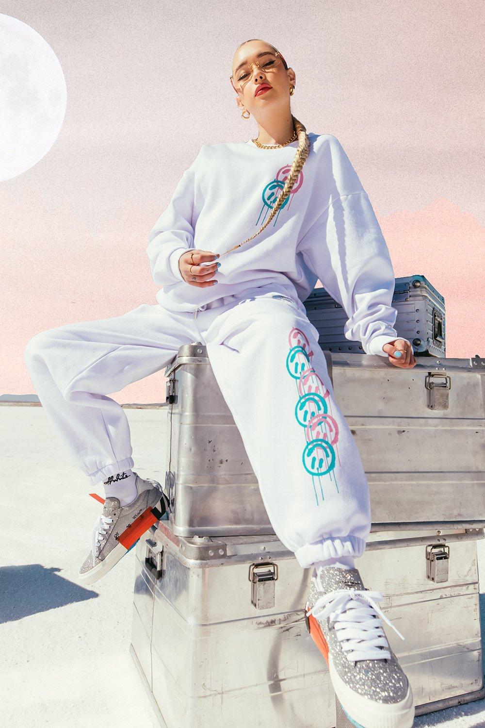 white oversized tracksuit