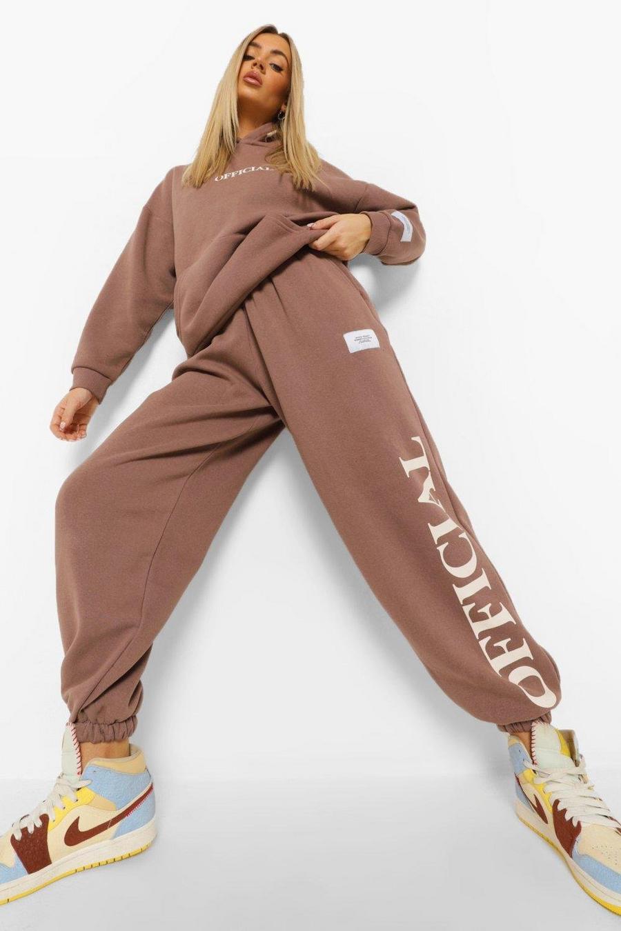 Chocolate Oversized Official Hood Print Tracksuit image number 1