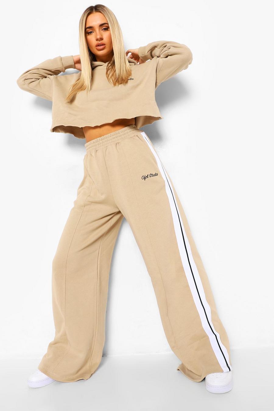 קפוצ'ון קרופ עם סרט ומכנסי ריצה בגזרה רחבה image number 1