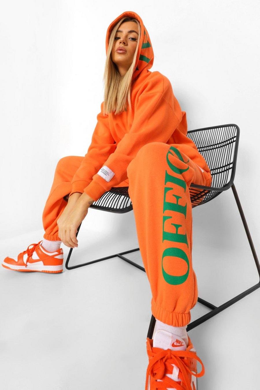 Official Trainingsanzug in Übergröße mit bedruckter Kapuze, Orange image number 1