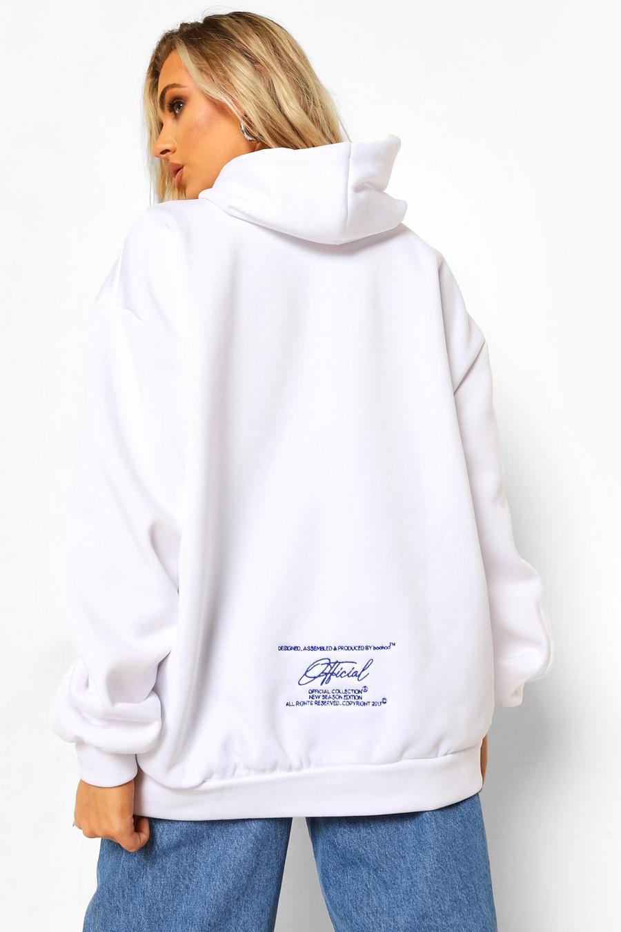 White Official Embroidered Oversized Hoodie image number 1
