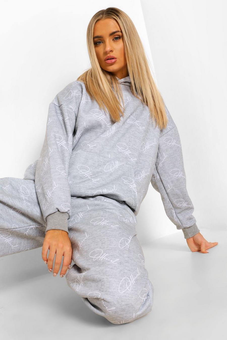 Grey marl Official All Over Print Hooded Tracksuit image number 1