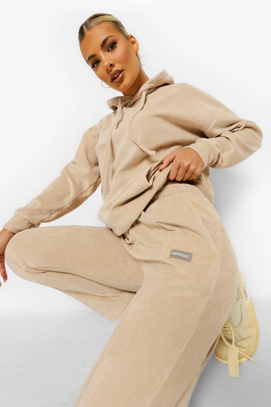 Stone Velour Hooded Tracksuit image number 1
