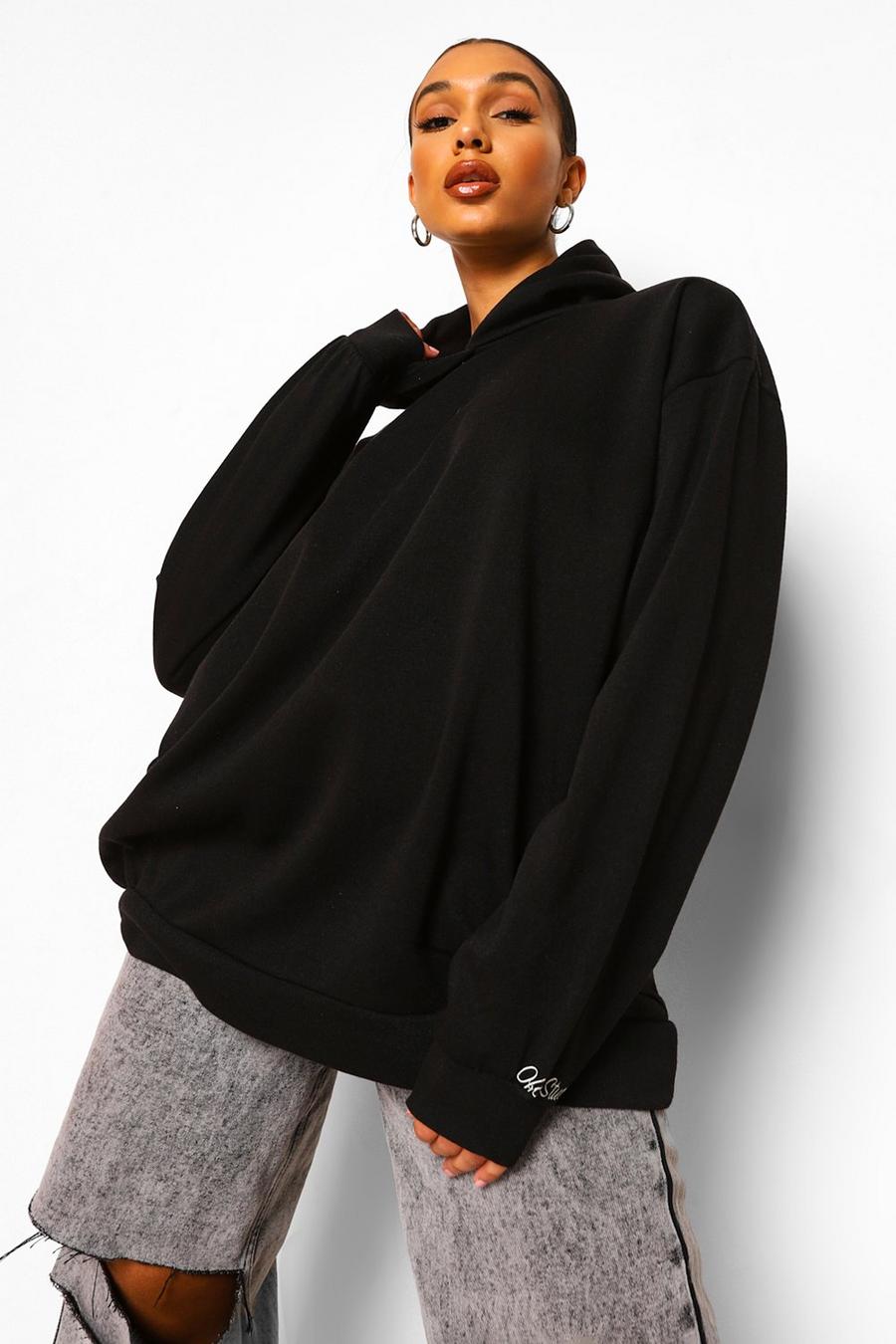 Black "Official" Oversize hoodie med brodyr image number 1