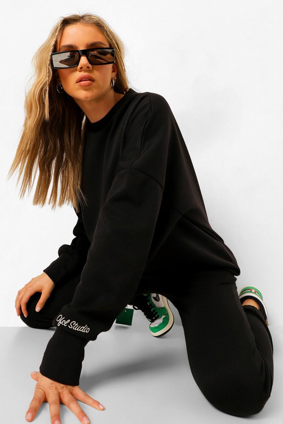 Black Official Embroidered Oversized Sweatshirt image number 1