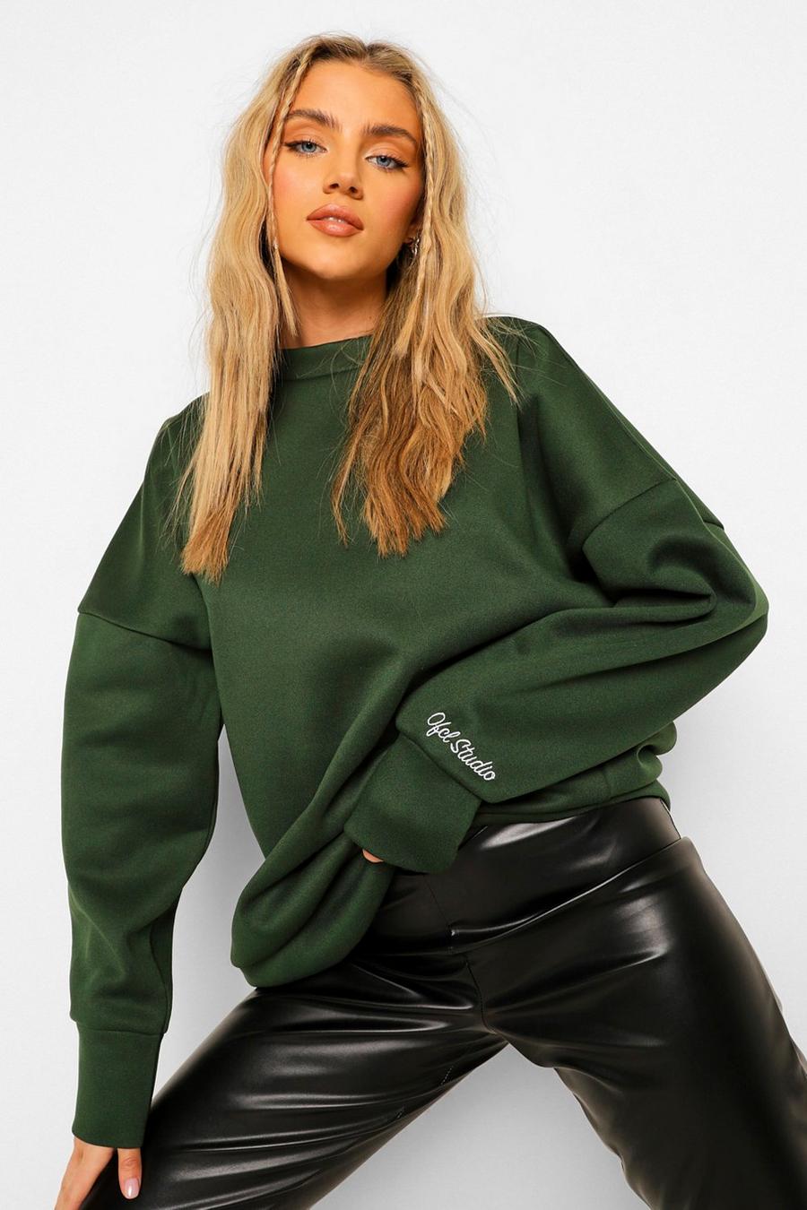Bottle green Official Embroidered Oversized Sweatshirt image number 1