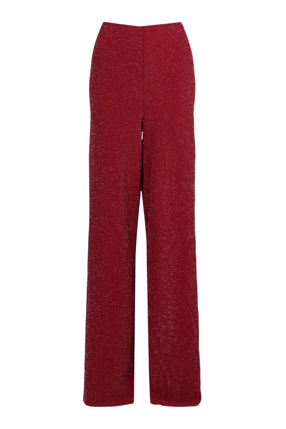 Buy Berry Red Velvet Wide Leg Trousers from Next Ireland