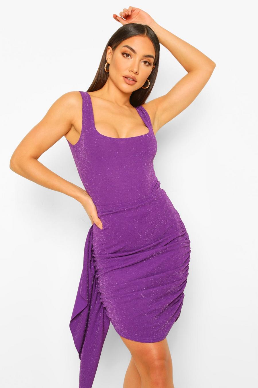 Electric purple Mix & Match Shimmer Drape Mini Skirt image number 1