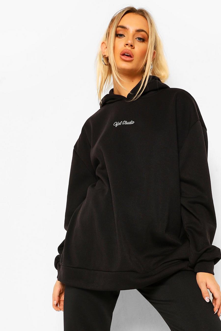 Black Official Oversize hoodie med brodyr image number 1