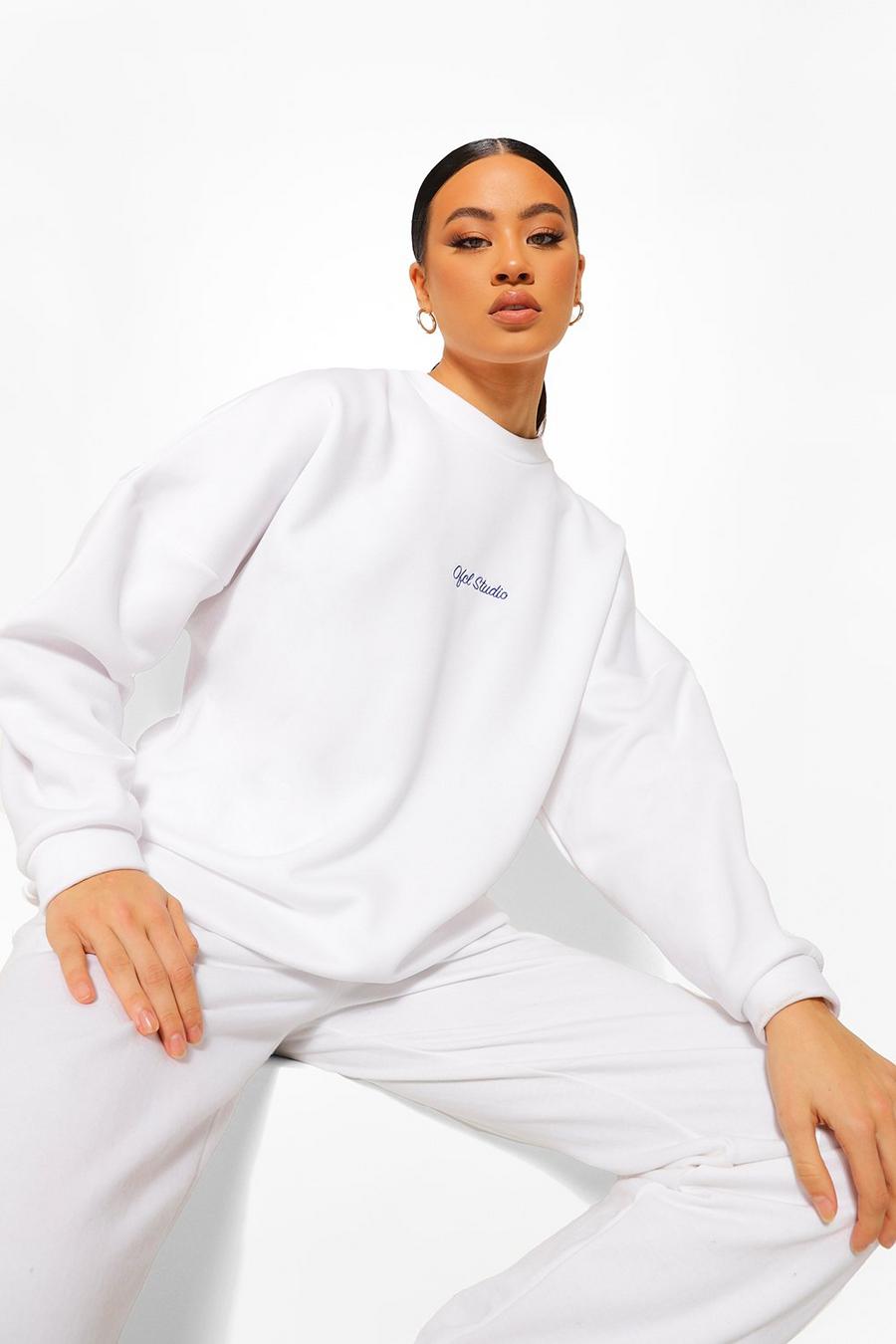 White "Official" Oversize sweatshirt med brodyr image number 1