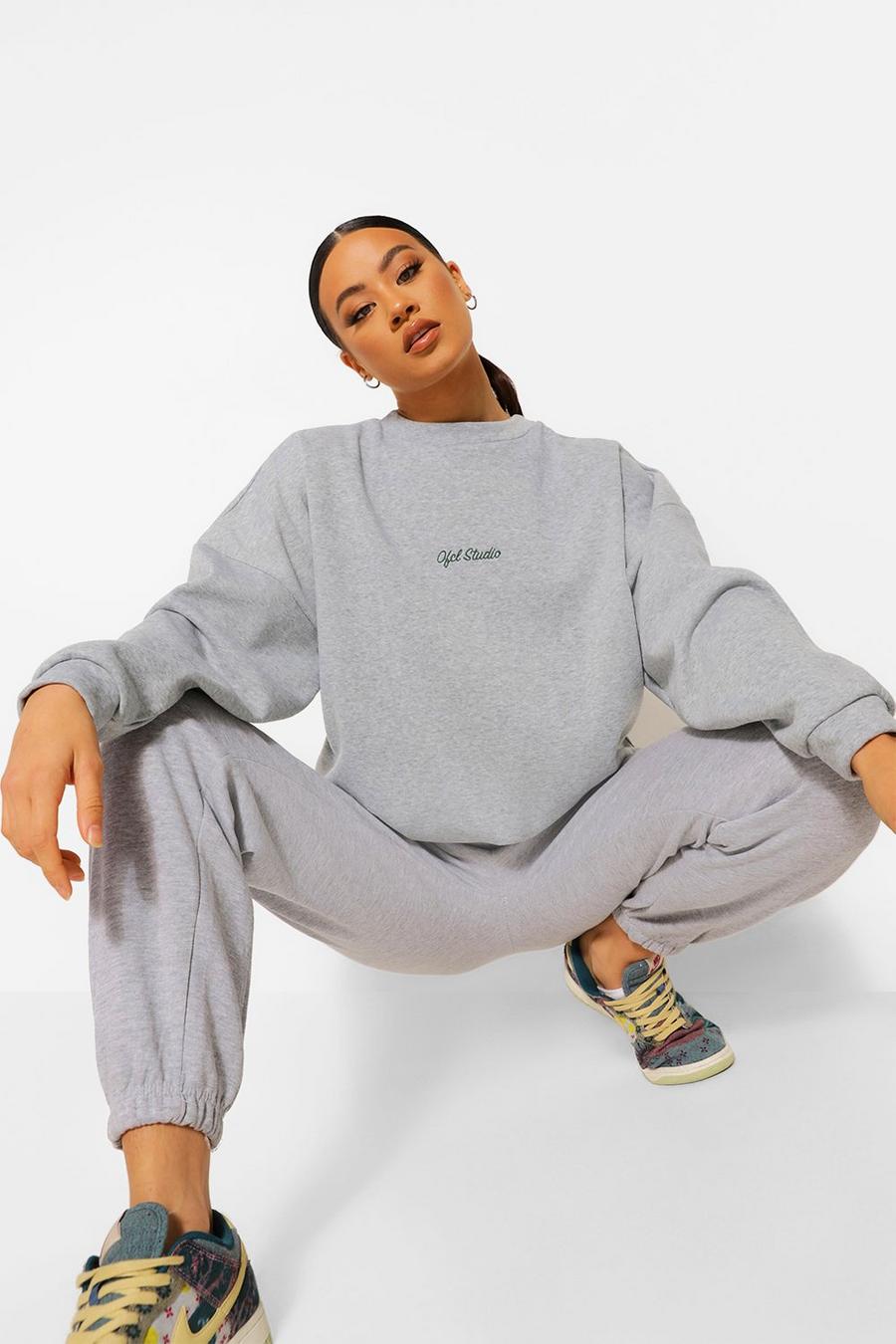 Grey marl Official Embroidered Oversized Sweatshirt image number 1