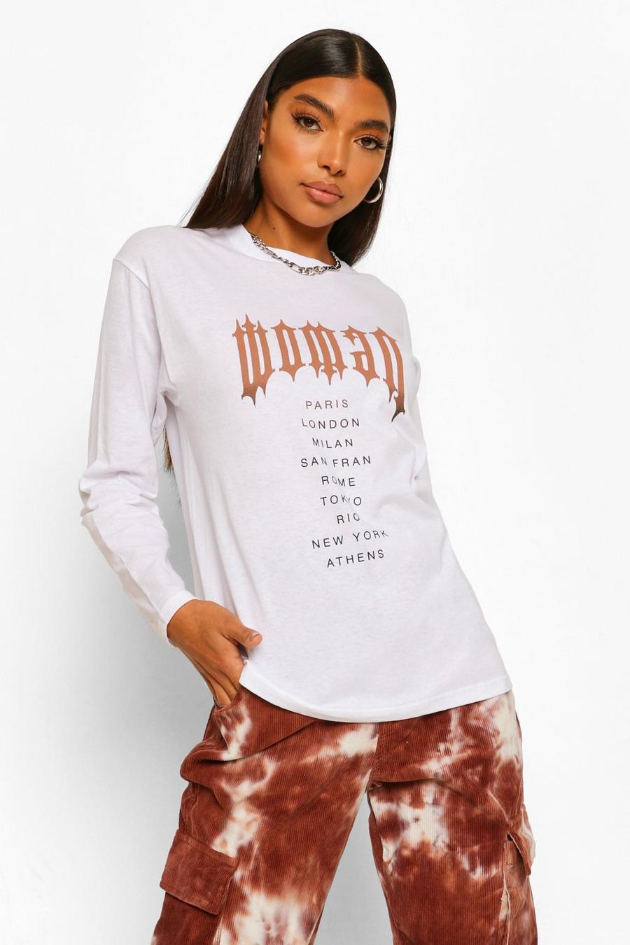 Langärmliges T-Shirt mit Woman-Slogan  image number 1