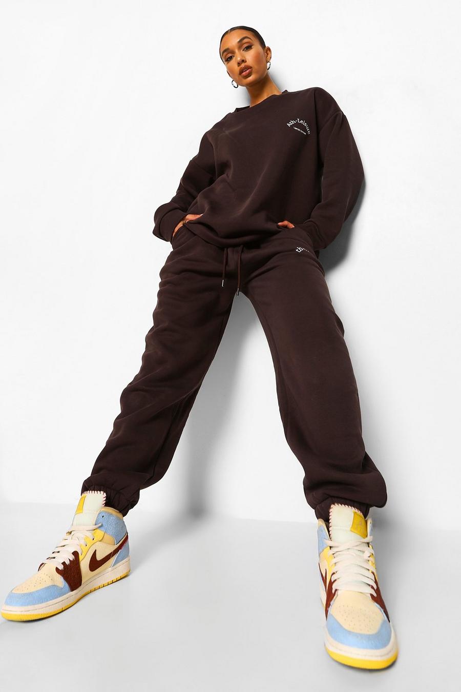 Chocolate Oversized Ath-leisure Sweater Tracksuit image number 1