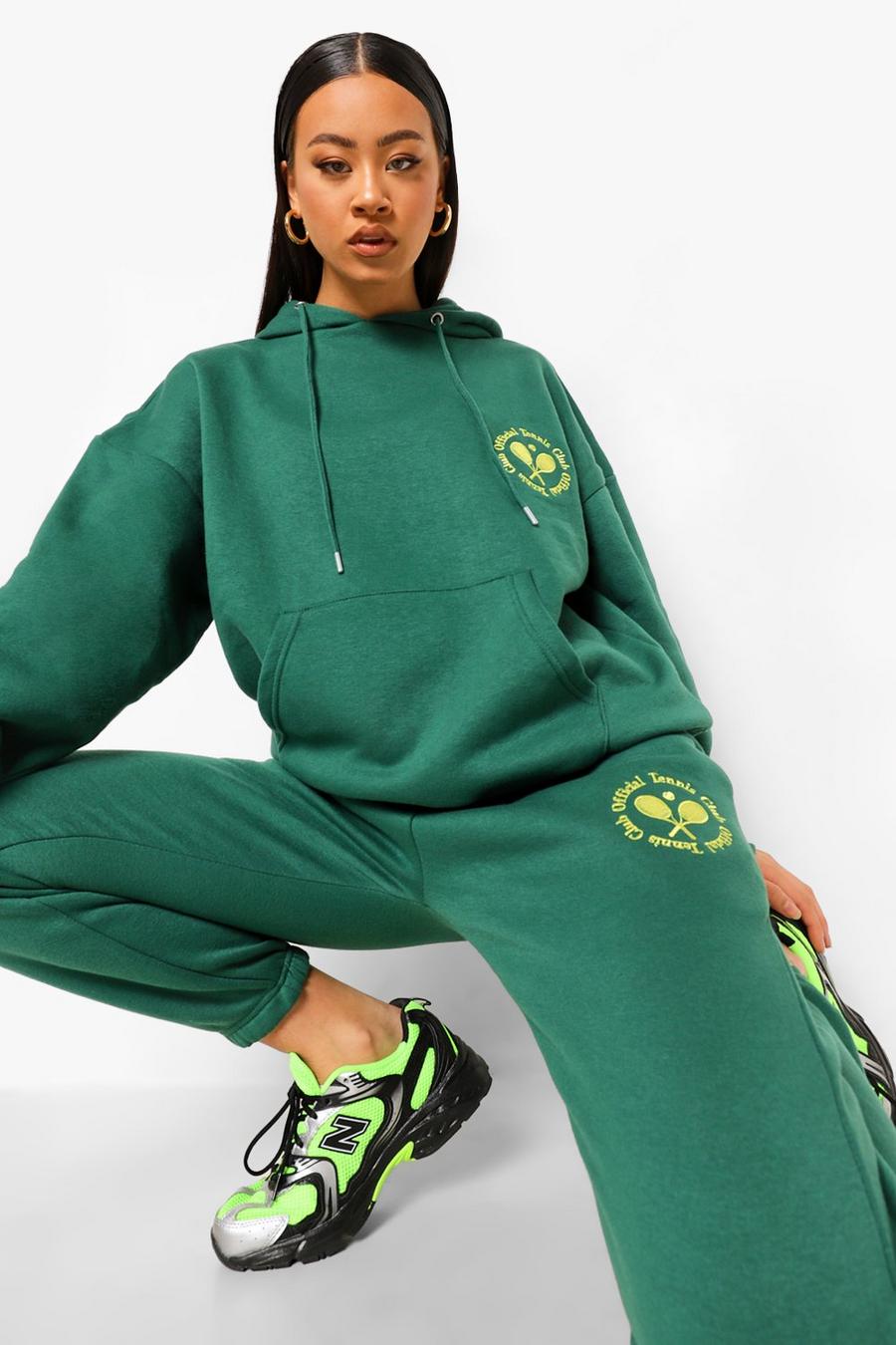 Dark green Oversized Tennis Embroidered Tracksuit image number 1