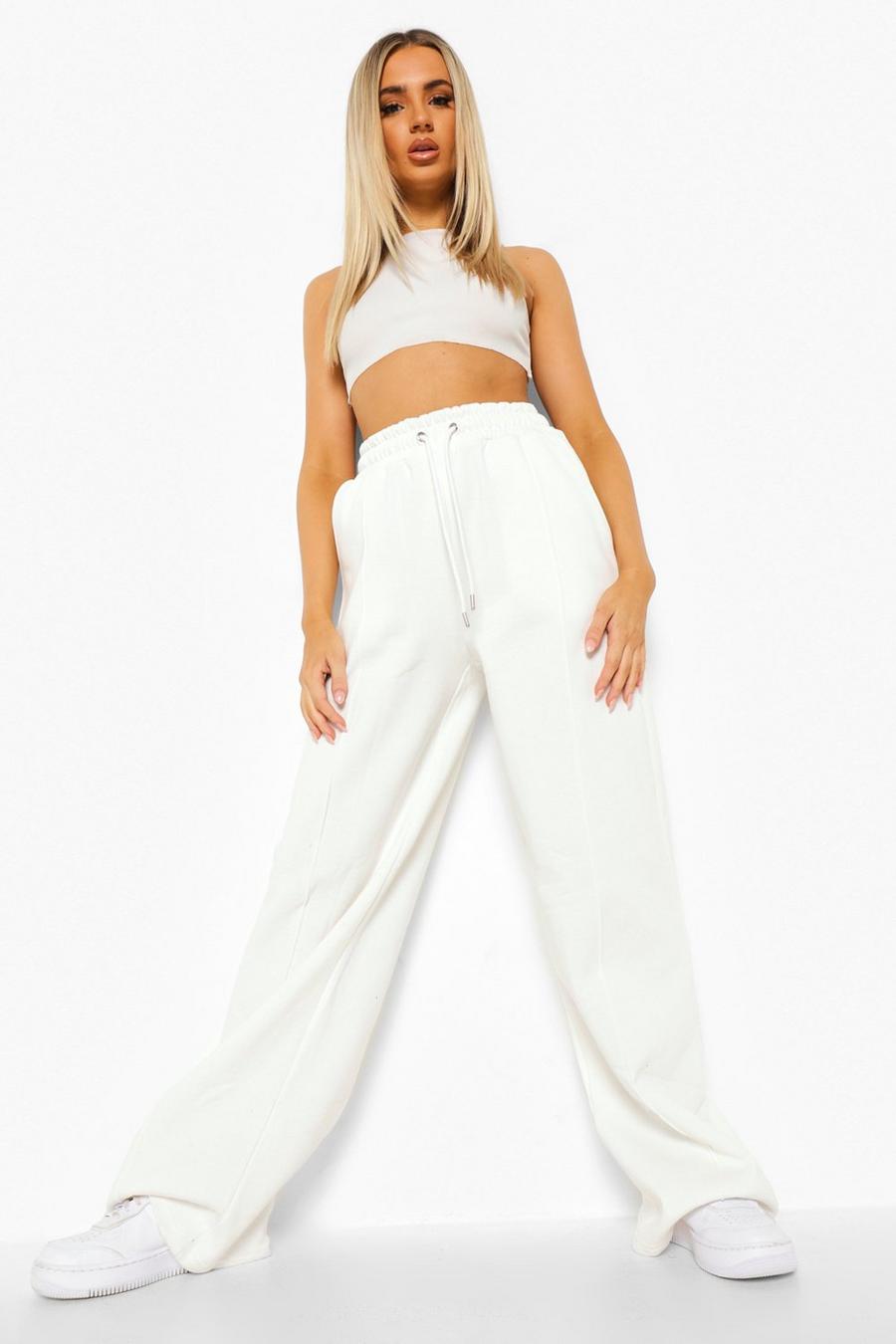 Ecru Extreme Wide Leg Pintuck Joggers image number 1