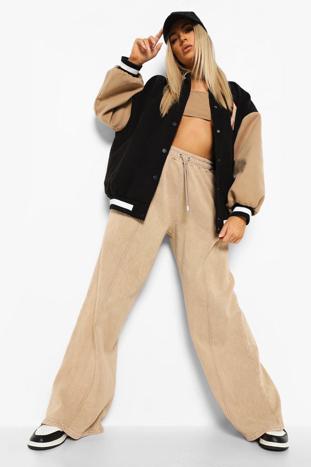 beige wide leg joggers