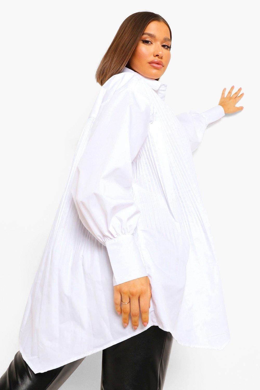 Chemise blanche super oversize pliss e sur le devant