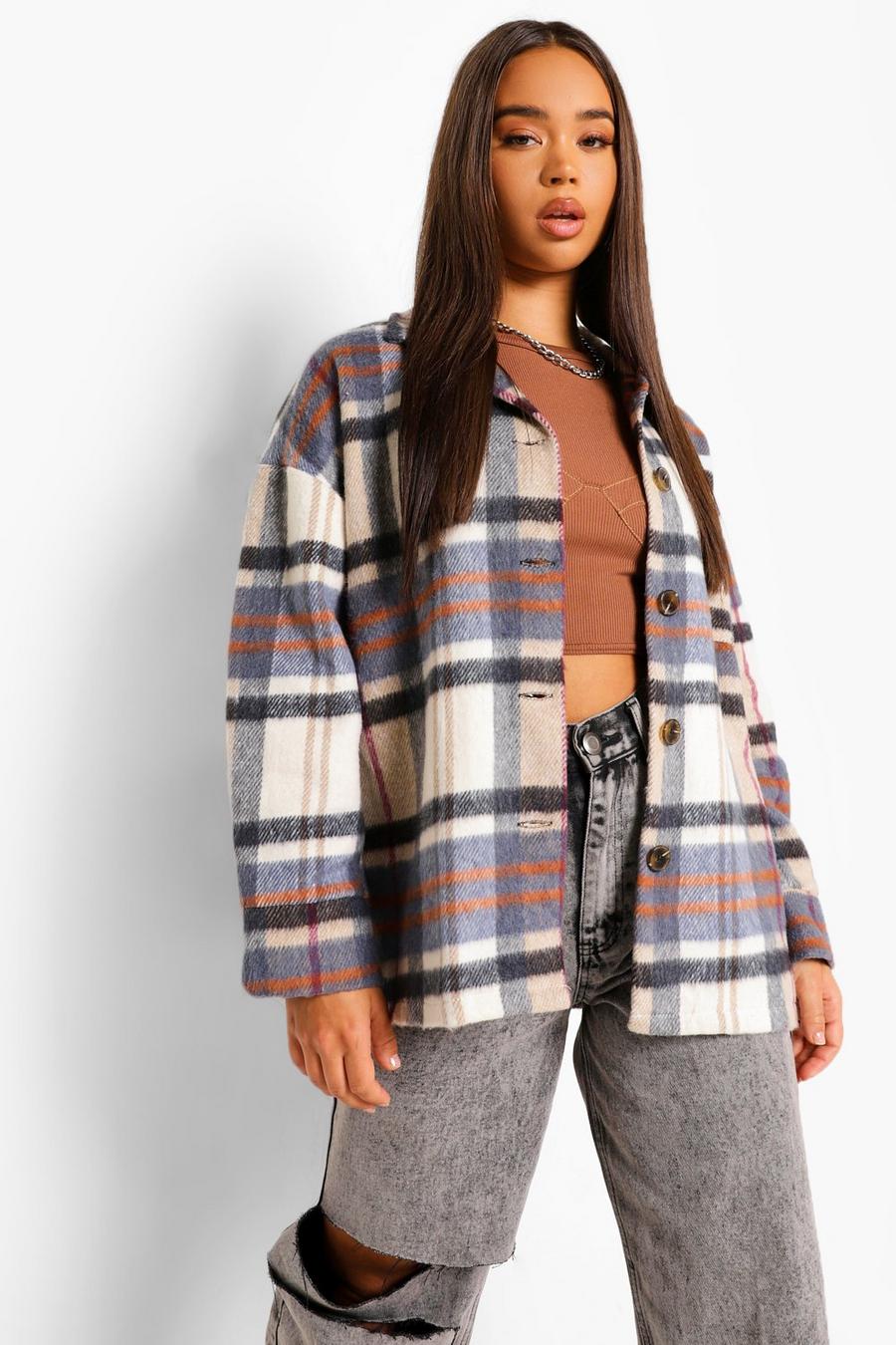 Grey Heavyweight Brushed Flannel Oversized Shirt image number 1