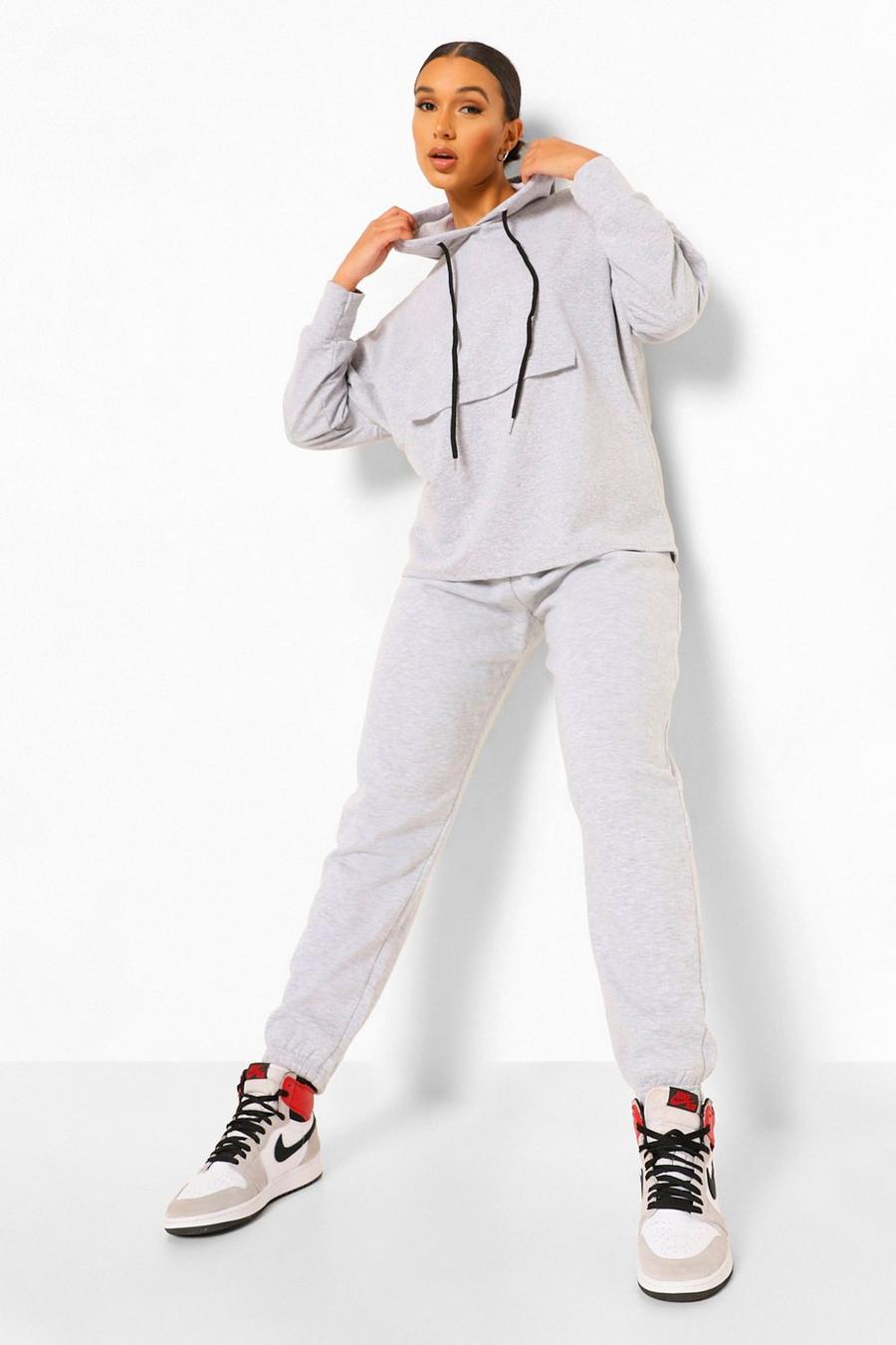 Grey marl Oversize hoodie med dragsnören i kontrastfärg image number 1