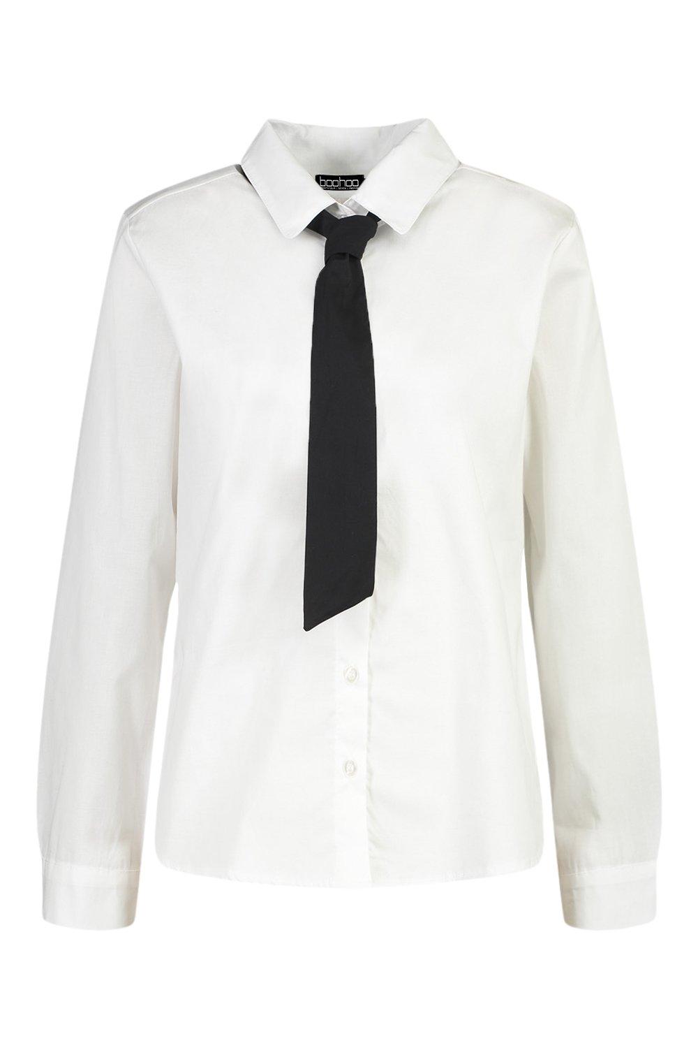 Women s Shirt With Tie Boohoo UK