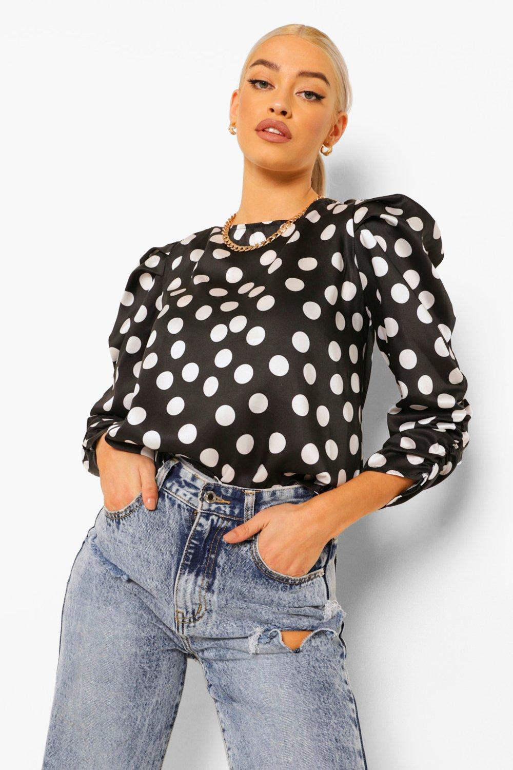 Satin polka cheap dot top