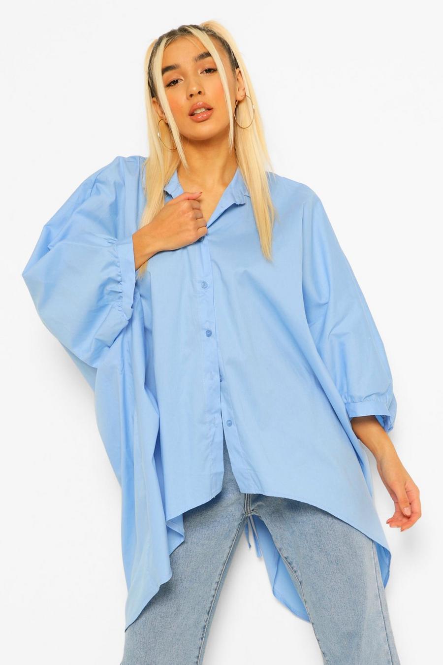 Pale blue Oversized Shirt With Tie Back Detail image number 1