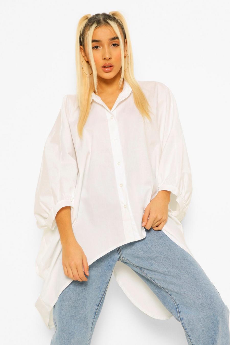 White Oversized Shirt With Tie Back Detail image number 1