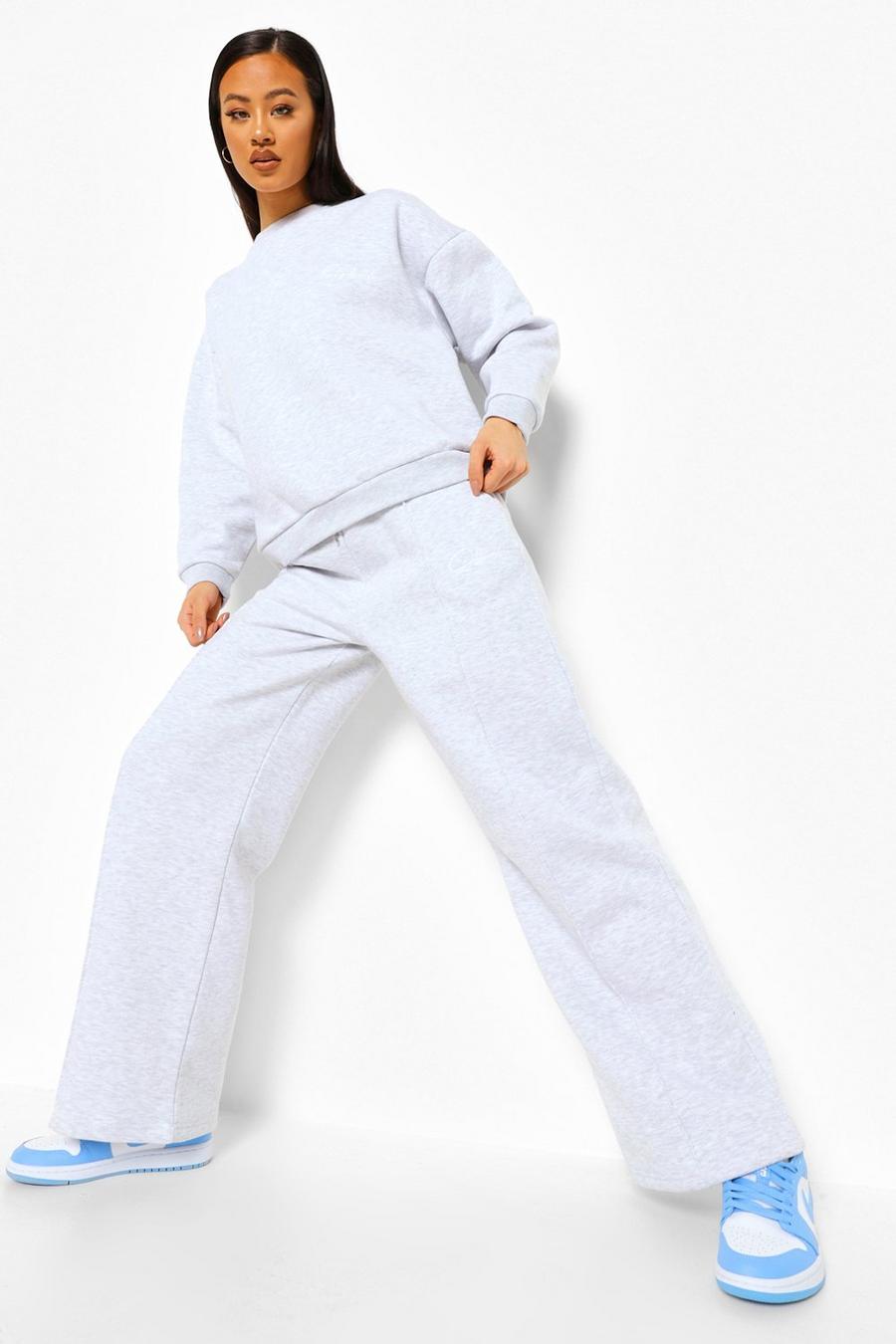 Grey Official Embroidered Extreme Wide Leg Tracksuit image number 1