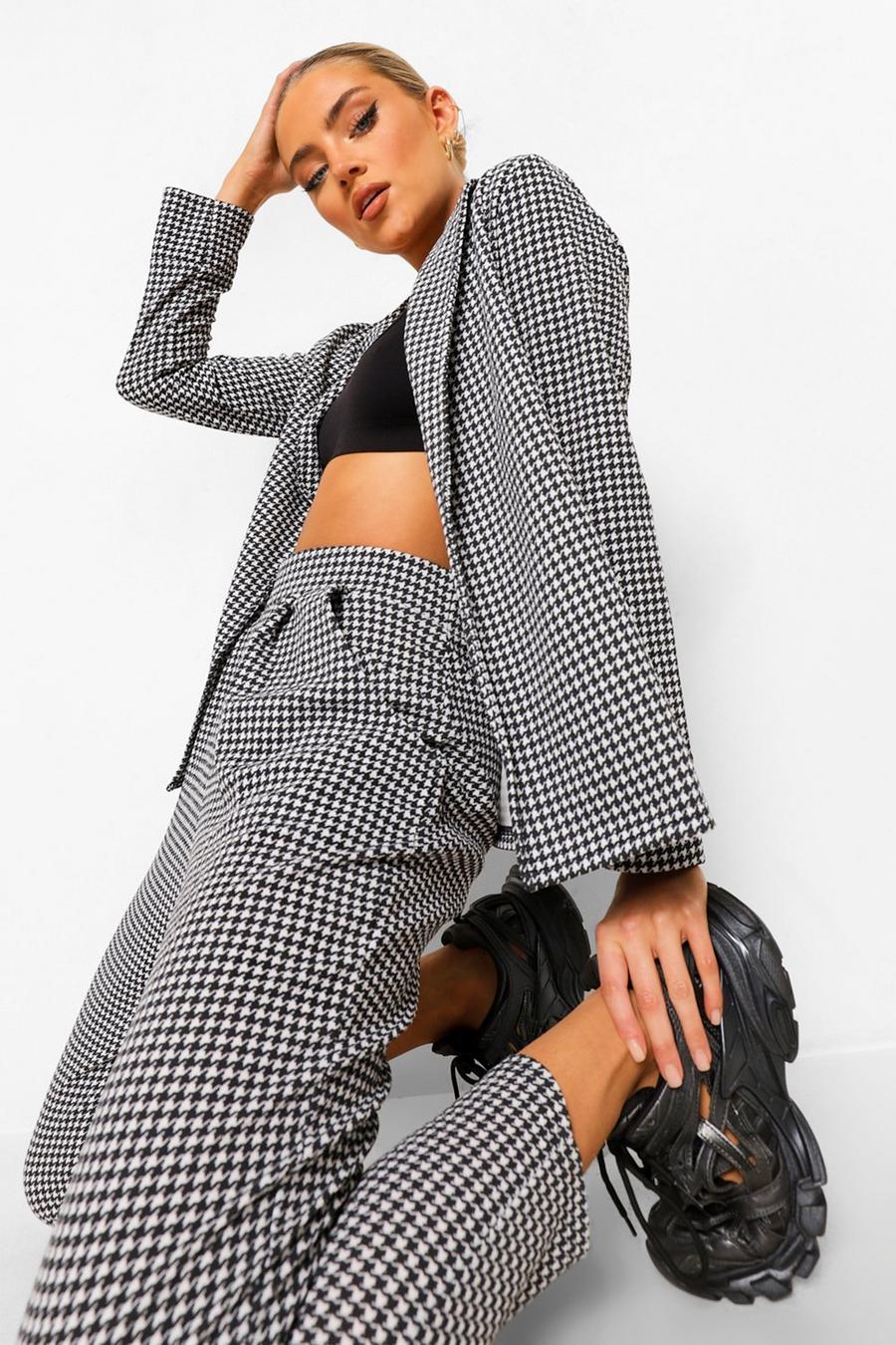 Black Dogtooth Tailored Blazer & Pants Co-Ord Suit image number 1