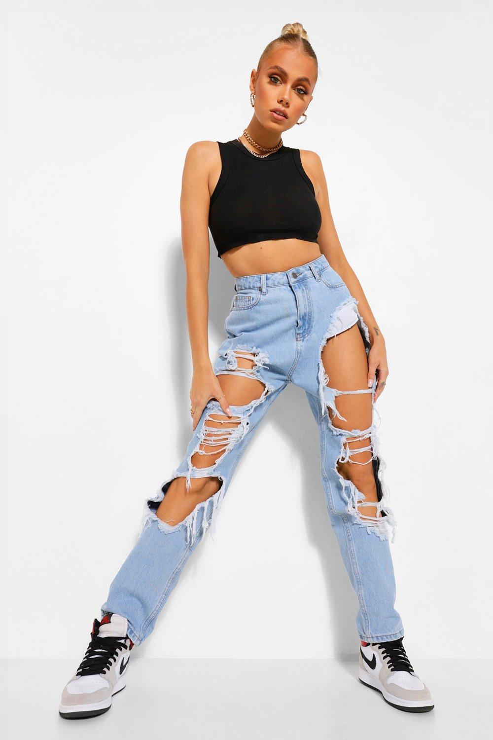 extreme distressed boyfriend jeans