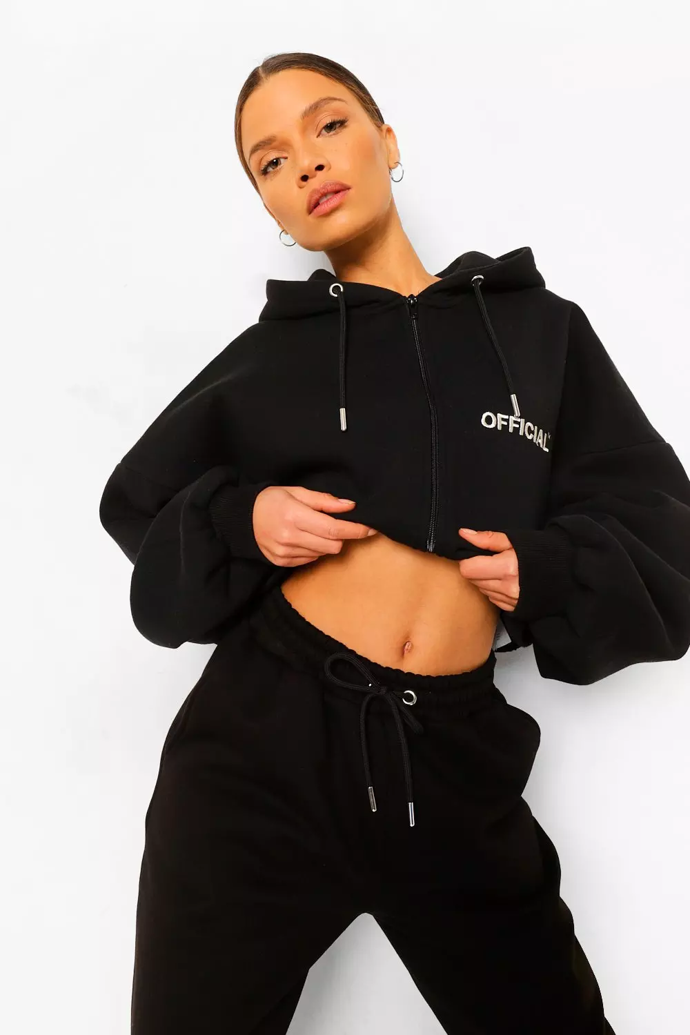 Cropped 2025 slogan hoodie