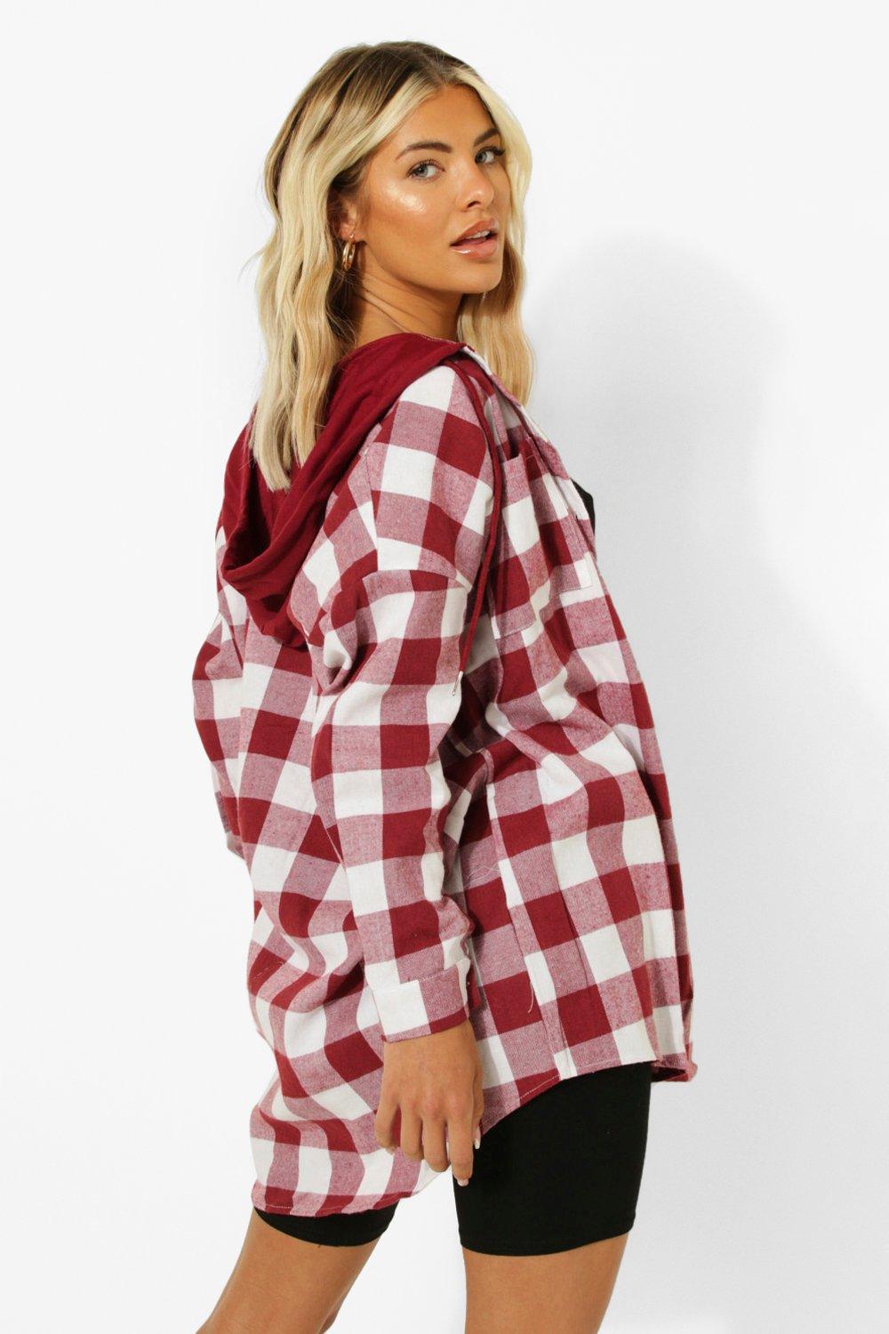 Oversized flannel hoodie hotsell