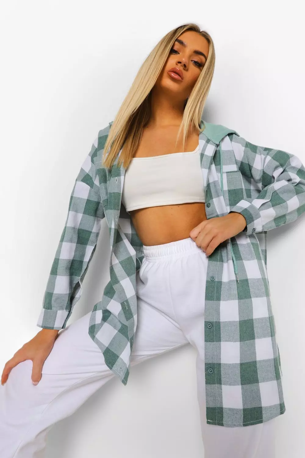 Hooded check shirt clearance womens