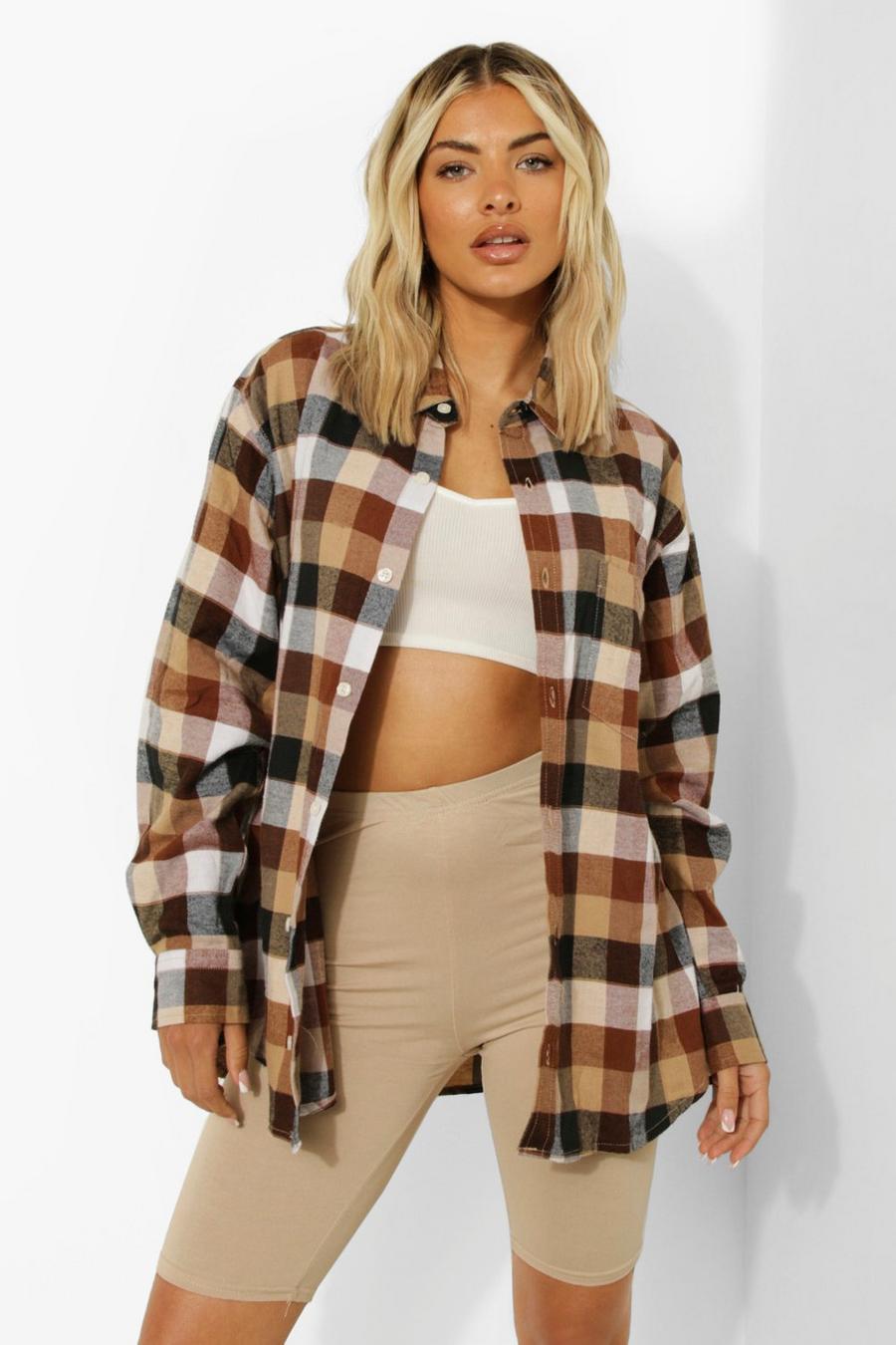 Brown Brushed Checked Shirt image number 1