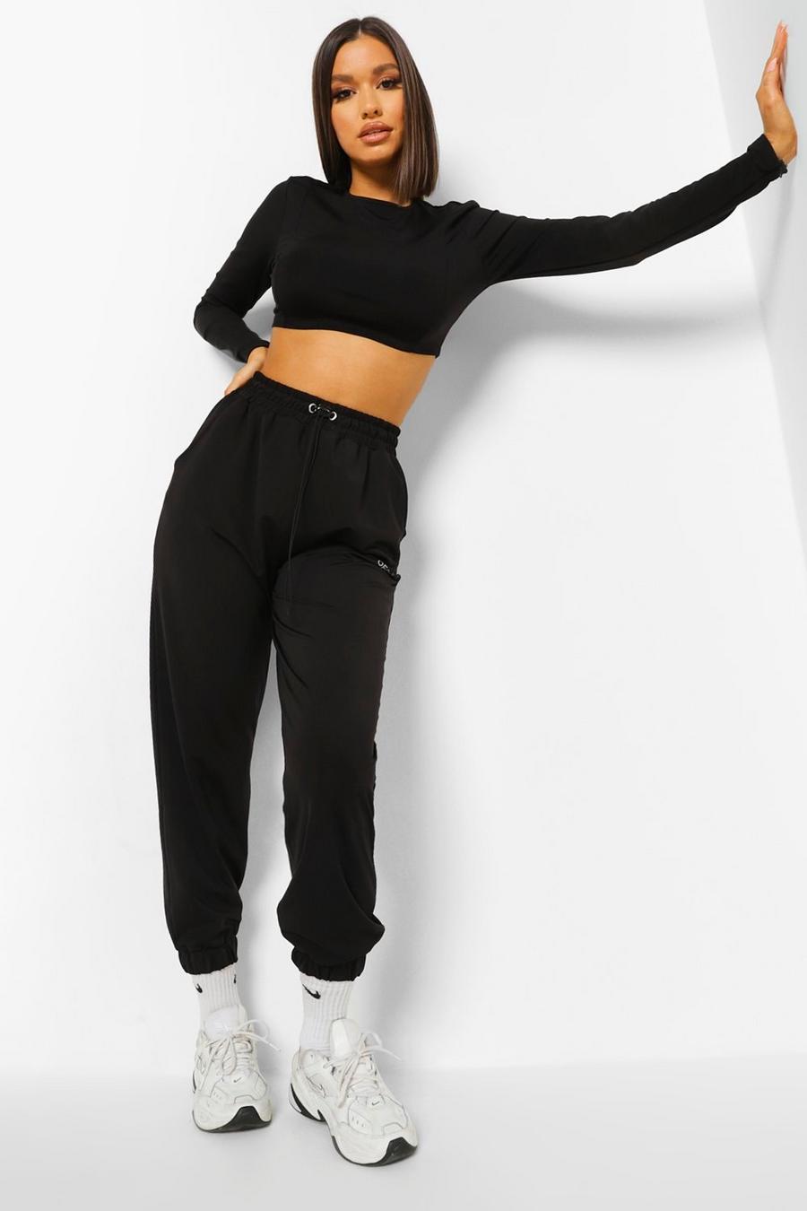 Black Toggle Waist Active Joggers image number 1