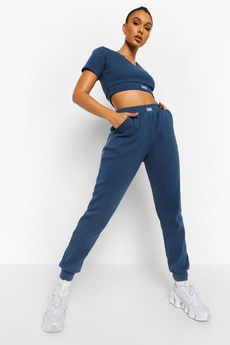 Blue Ofcl Ribbed Gym Joggers image number 1