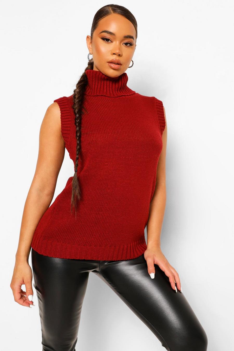 Berry Roll Neck Sweater Vest image number 1