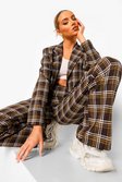 Chocolate Checked Wide Leg Trousers