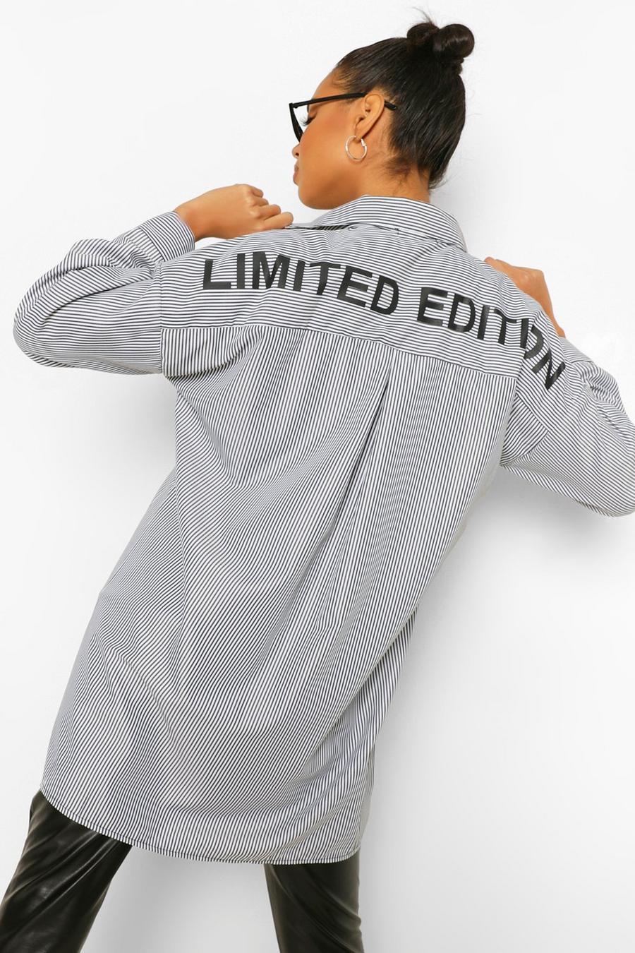 חולצת פסים אוברסייז עם כיתוב Limited Edition  image number 1