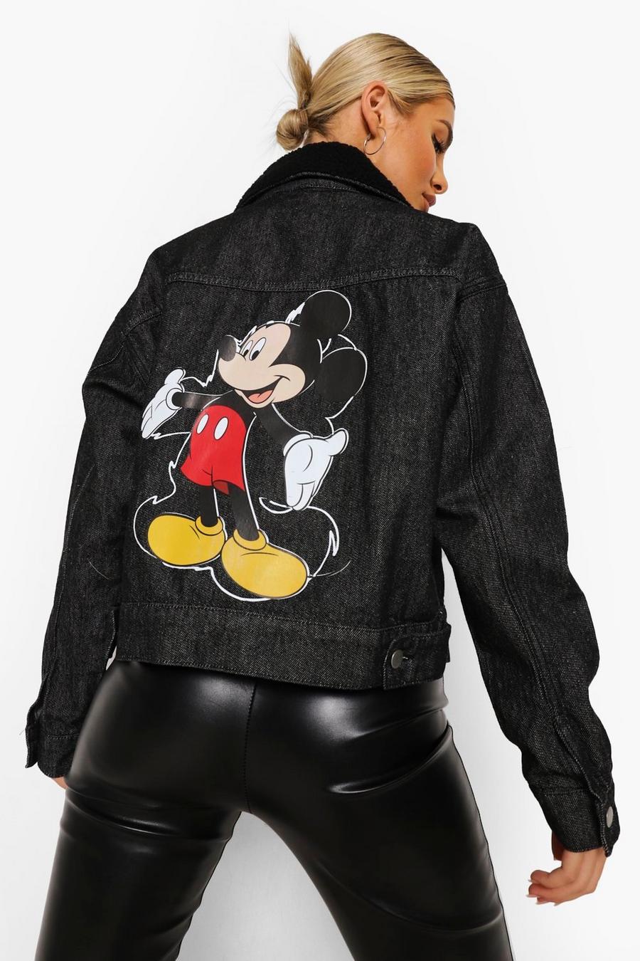 Black Disney Jeansjacka med Musse Pigg image number 1